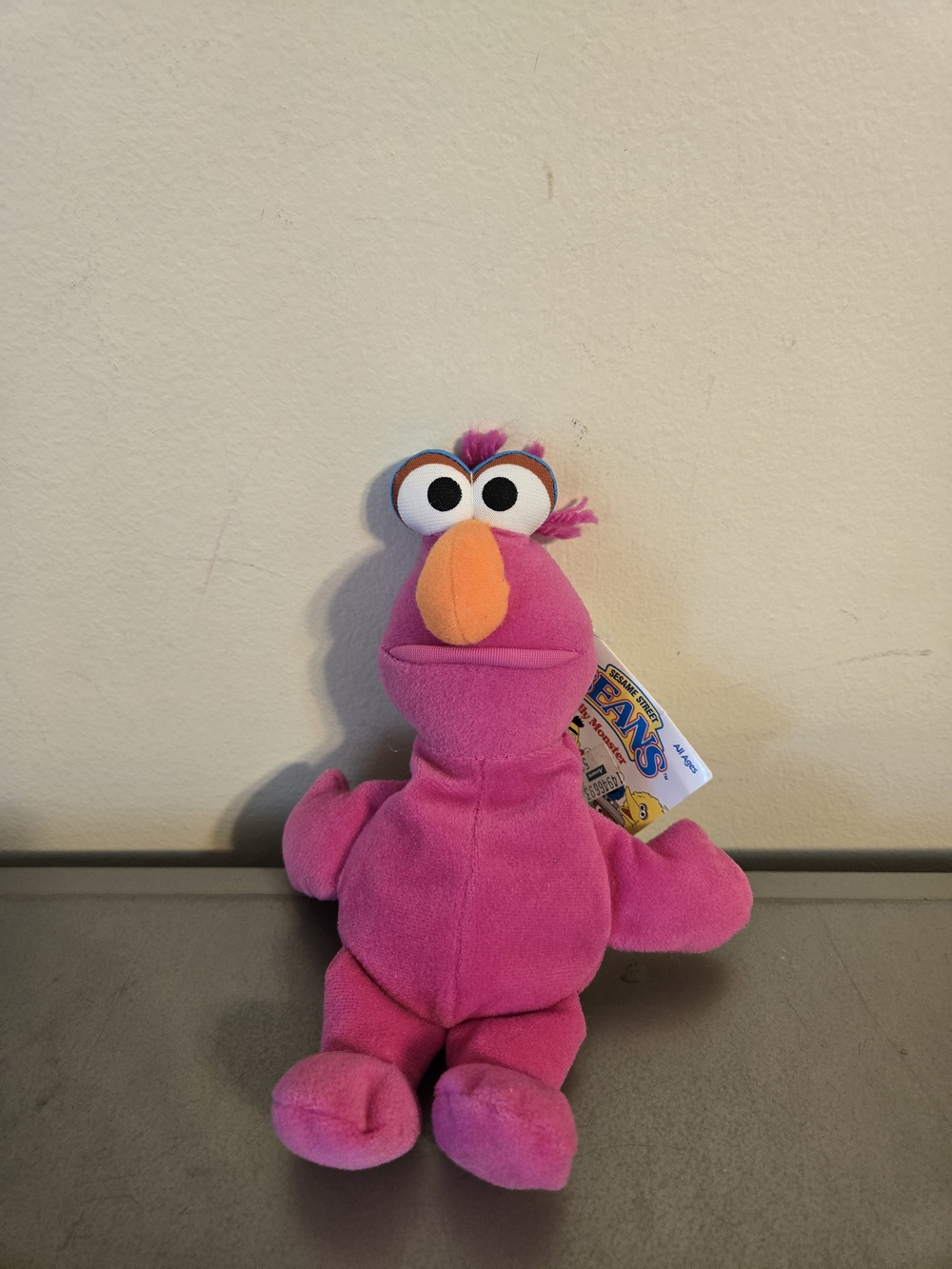 Vintage 1997 Tyco Sesame Street Beans Telly Monster 8" Beanbag Plush Toy